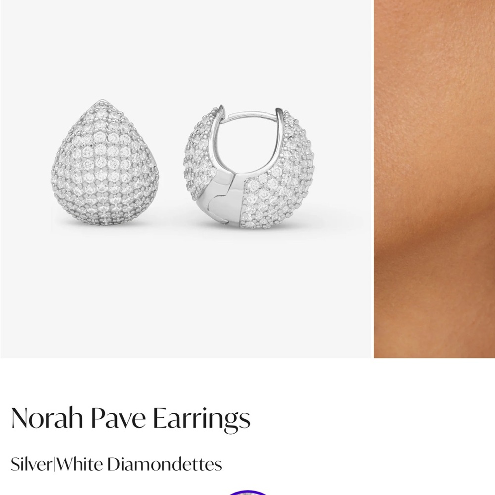 NWT Melinda Maria NORAH Silver and White Geometric Stud Earrings